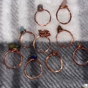 Handmade wire wrapped crystal rings